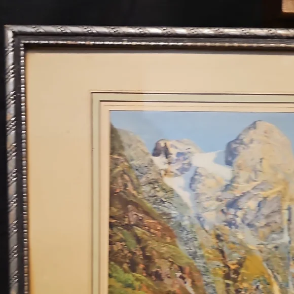 VTG Framed Mountain Landscape - The Fjord at Balestrand. - Picture 5 of 10
